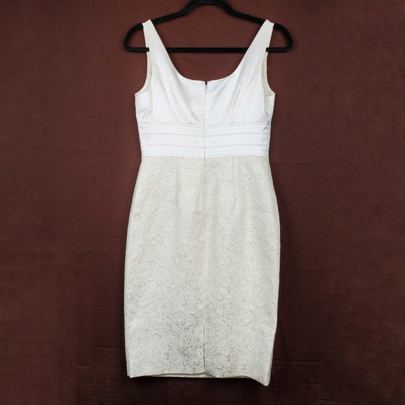 ADRIANNA PAPELL Ivory Gold Brocade Sheath Dress 2P - Picture 7 of 15